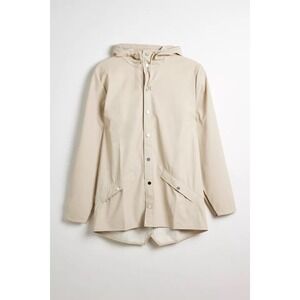 Rains NEW Jacket W3 Dune Beige Waterproof Hooded Snap Button 12010 Size Large